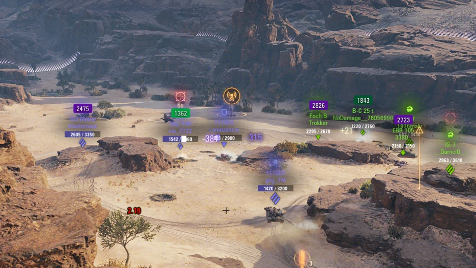 WN8 above tanks: Every player’s WN8 on their marker in gunmarks.app’s colours; hold Alt and the markers show the rest.